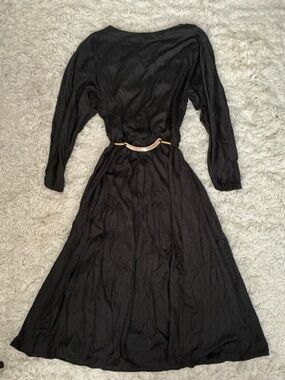 VINTAGE 70s Black Midi Dress